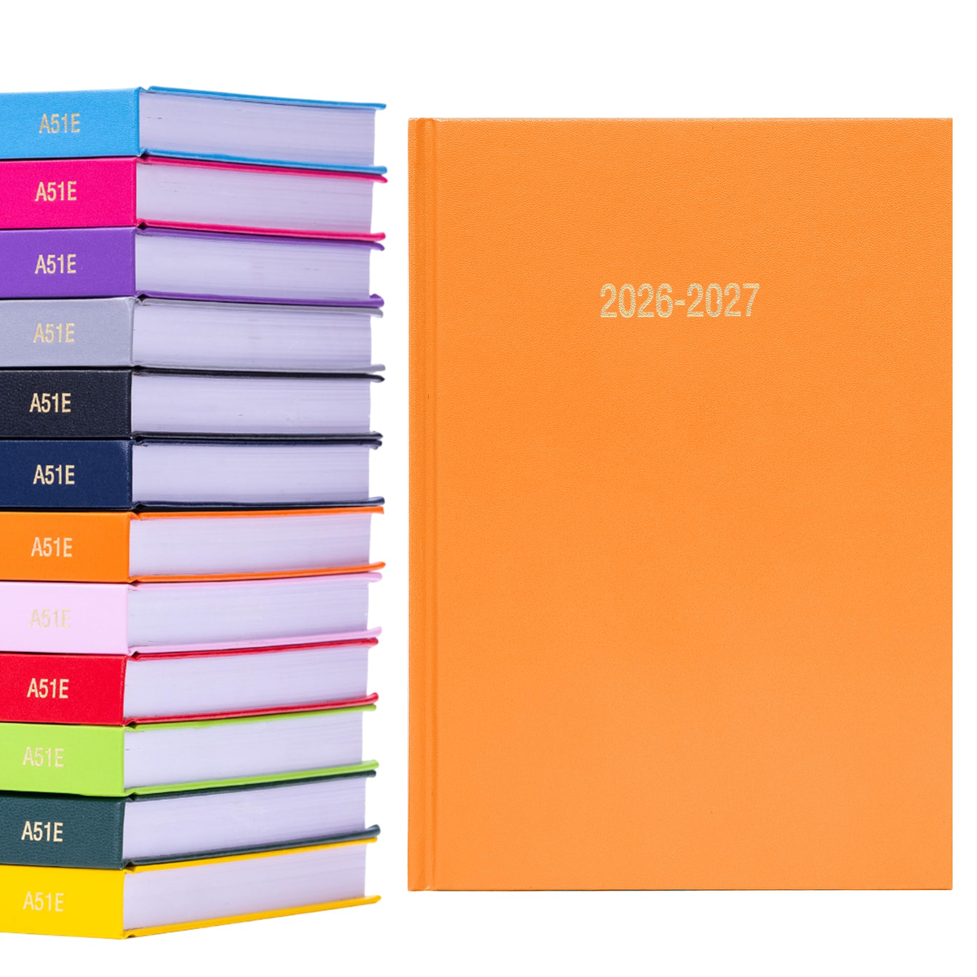 2026 2027 Academic Diary A5 Page a Day - Mid Year Hardback Planner From August 2026 to July 2027 - Student Teacher School Organiser with Ribbon Bookmark (A5, Orange)