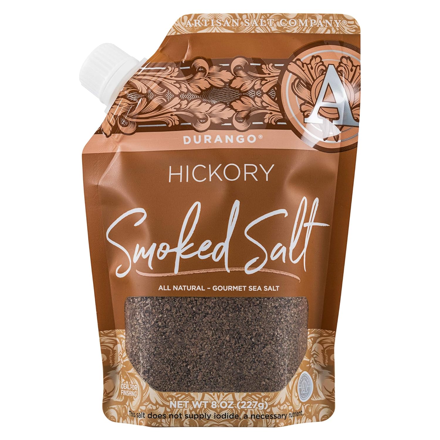 SaltWorks Durango Hickory Smoked Sea Salt, Artisan Pour Spout Pouch, 8 Ounce : Grocery & Gourmet Food