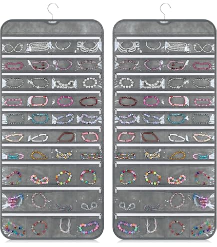 EGYMEN 80-Pocket Jewelry Hanging Organizer, Non-Woven Fabric Jewelry Storage Bag Transparent Pvc Windows Dustproof Damp Proof Jewelry Holder