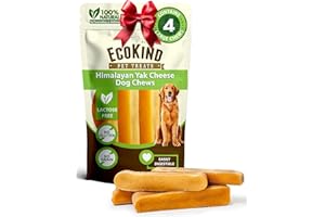 ECOKIND PET TREATS EcoKind Premium Gold Yak Cheese Himalayan Dog Chews, Dog Treats Large Breed, All Natural, High Protein, for Aggressive Chewers, Large - 4 Chews (1 lb)