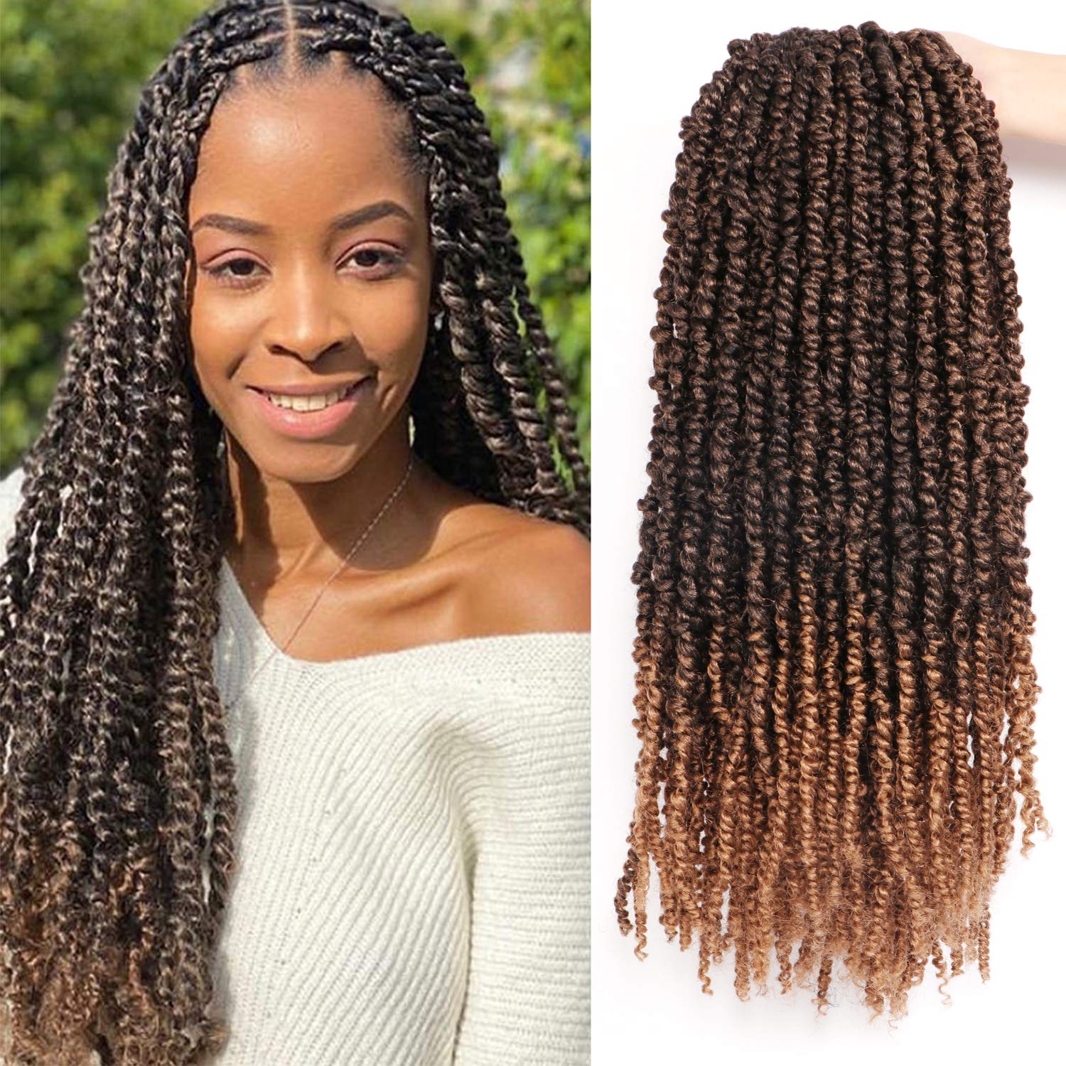 8Packs/Lot 20Inch Pretwisted Passion Twist Crochet Extensions - Prelooped Water Wave Hair for Black Women (Pack of 8, #1B/27)