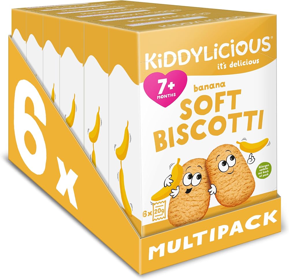 Kiddylicious Banana Biscotti - 36 Packs 7+ Months Baby Snacks 6x6