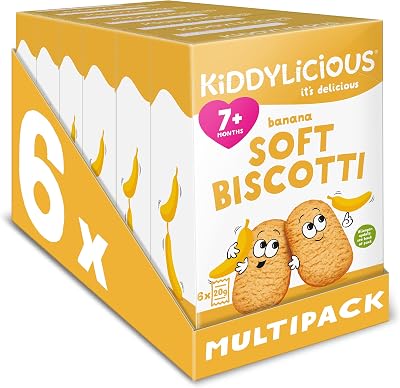 Kiddylicious Banana Biscotti - 36 Packs 7+ Months Baby Snacks 6x6