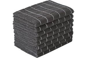 Microfiber Dish Towels - Soft, Super Absorbent and Lint Free Kitchen Towels - 8 Pack (Lattice Designed Black Colors) - 26 x 1