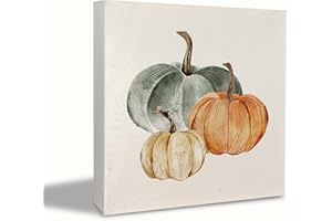 KEUSPI Fall Pumpkin Deocr for Bathroom Decorative Fall Signs for Home Decor Wood Sign Plaque Fall Sign Autumn Pumpkin Decor for Home Decor Indoor Bathroom Fall Decor 5x5 inch