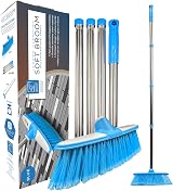 TDBS Soft Broom Indoor Sweeping Brush with Stainless Steel Handle Blue