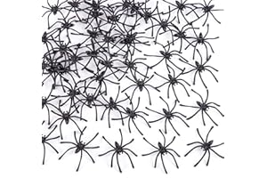 JIALWEN 120 Pieces Halloween Realistic Plastic Spiders Black Small Spider Toys Fake Spiders Prank Props for Halloween Home and Party Decorations