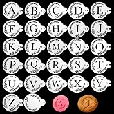 27 PCS Cookie Decorating Stencils Small Letter Stencil for Cookie Royal Icing Cookies Stencil 3 X 3.6 Inch Reusable Alphabet Stencils for Cake Coffee Decorating Baking DIY