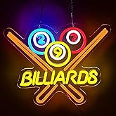 Billiards Neon Sign for Wall Decor Bright Led Neon Light for Business Sign Billiards Led Lights for Billiards Lover Present Gym Bar Snooker Club Billiards Room Man Cave Size 13.8 * 11.4in(XD351)
