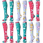 Floraltop 6 Pairs Girls Softball Socks Youth Sport Socks with Hearts over the Calf Athletic Softball Gifts for Girls or Women Teens