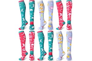 Floraltop 6 Pairs Girls Softball Socks Youth Sport Socks with Hearts over the Calf Athletic Socks Softball Gifts for Girls or Women Teens