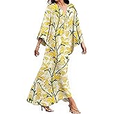 MAKABO Kaftan for Women Dress V Neck Short Sleeve Beach Vacation Bikini Swimsuit Cover Ups Loungewear for Summer