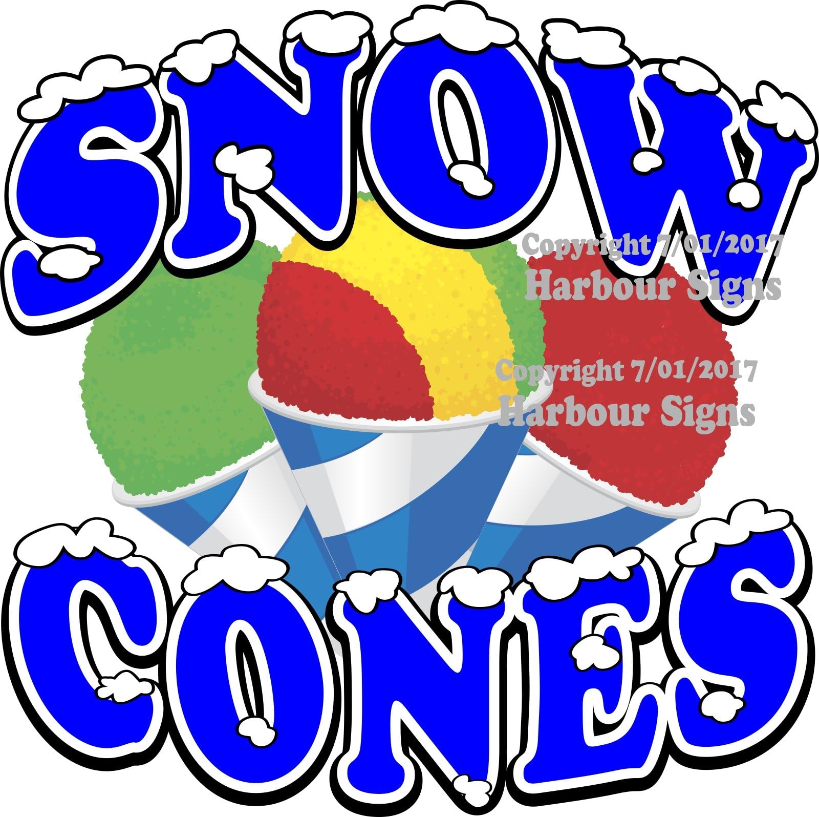 Harbour Signs Decal Snow Cones for Food Concession Restaurant Truck Exterior Vinyl Sign (18" x 18")