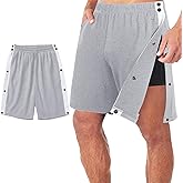 AUSTYLCO Tear Away Shorts for Men Post Surgery Adaptive Clothing Fully Open on Both Sides Snap