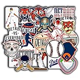 BESSER ASSOCIATES 32 PCS Detroit Tigers Stickers Pack - Orange & Black, Cartoon Style, Waterproof, PVC Material, Round Shape, Outdoor Use, Sports Fan Bumper Stickers