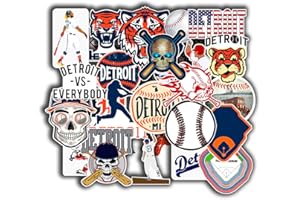 BESSER ASSOCIATES 32 PCS Detroit Stickers Vinyl Tigers Stickers Pack Baseball Stickers for Water Bottle, Laptop, Bicycle, Computer, Motorcycle, Car Sticker 2-2.5 inches