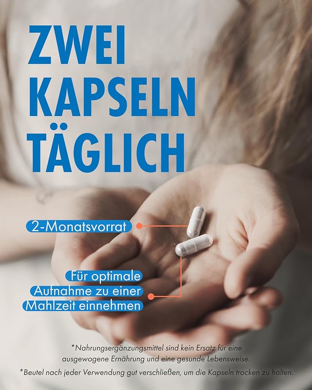 Meereskollagen, reines, hochwertiges hydrolysiertes Marine-Kollagen vom Typ 1 mit den Vitaminen C, E, B12, Kupfer, Zink und Jod, für Damen und Herren, 1200mg, 120 Stück (1er-Pack)