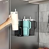 Sorbus Stanley Cup Organizer – 3-Cup Holder for Cabinet, Fridge, or Wall – Magnetic or Screw Mount – Stanley Storage Organizer for 20oz 30oz 40oz Cups, Tumblers, and Water Bottles (Black 1-Pack)