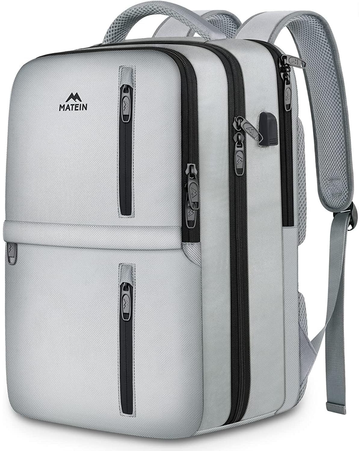 Photo 1 of MATEIN Travel Backpack for Women & Men, Airline Approved Carry on Backpack for Airplanes with Shoe Compartment, Large Personal Item Travel Bag fits 17" Laptop, Water Resistant Weekender Daypack, Gray