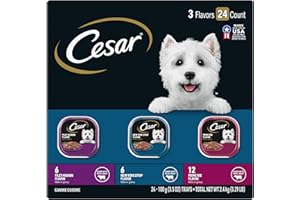 CESAR Filets in Gravy Adult Wet Dog Food, Filet Mignon, New York Strip and Prime Rib Flavors Variety Pack, 3.5 oz. Easy Peel 