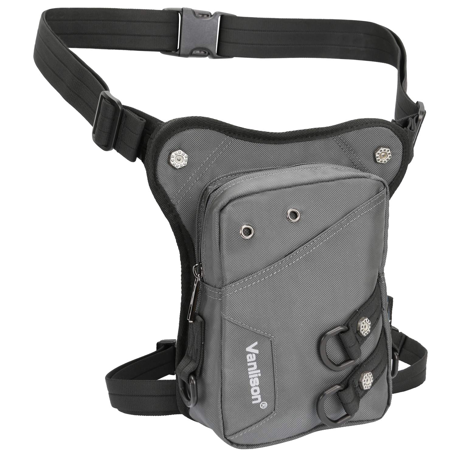 Vanlison Waterproof Airsoft Tactical Drop Leg Pouch Bag Panel Motorcycle Bag (B-Gray)