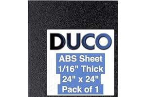 DUCO PLASTICS & SUPPLY Duco ABS Plastic Sheet 1/16 (060) Inch Thick 24" x 24" - Pack of 1 ABS Sheet with Textured Plastic Front - 0.0625" Thick Heat Moldable Thermoplastic Sheet for DIY Use - Black Plastic Sheet
