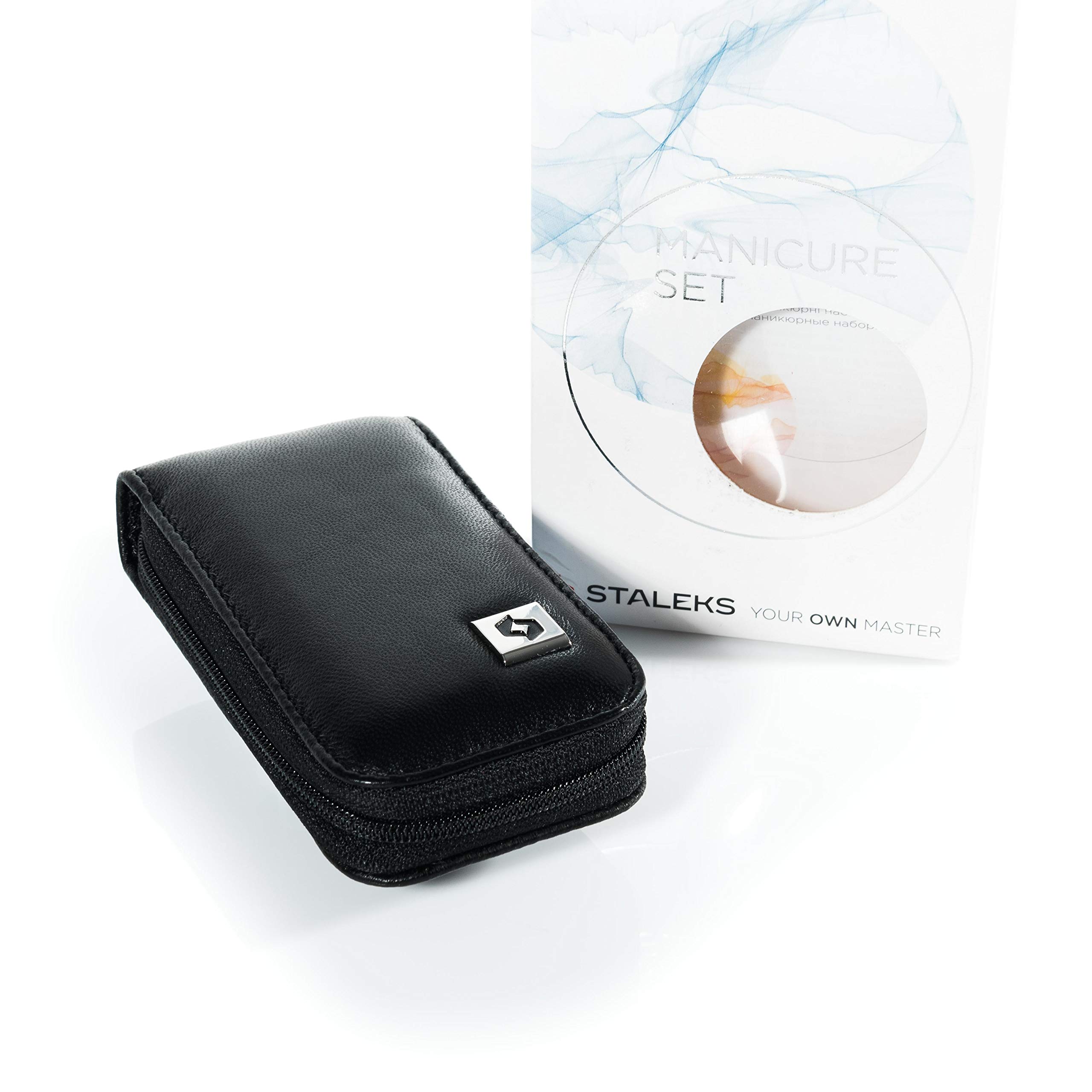 Staleks Manicure Set of 4 tools - Real leather Case/Black