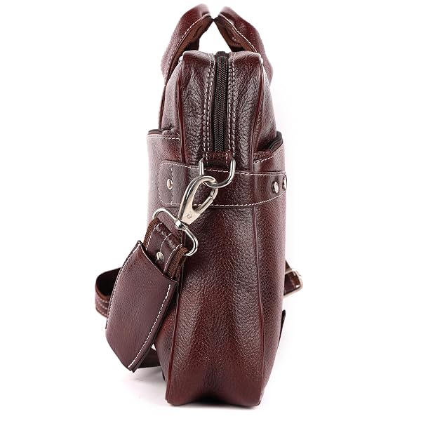 WILDWOODNEST MEN’S BROWN LEATHER LAPTOP BAG – CROSSBODY & HANDHELD OFFICE BRIEFCASE WITH ADJUSTABLE STRAP
