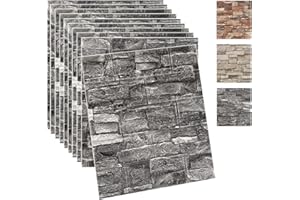 Yutianli 10PSC 3D Wall Panels Peel and Stick Faux Brick Wall Panels Self-Adhesive 3D Brick Wallpaper Foam Stone Wall Panel