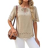 Blooming Jelly Womens Dressy Casual Blouse Summer Short Sleeves Tops Floral Hole V Neck Business Work Shirt 2026