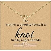 Ukodnus Mother & Daughter Knot Necklace – Heart Infinity Pendant in Silver, Gold, or Rose Gold – Matching Mom Daughter Necklace for Birthday, Christmas, or Anniversary Jewelry Gift