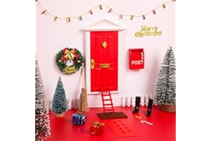 ERWEICET Christmas Elf Girl Fairy Door Decoration Fairy Wall Decor Gardening for Kids Fairy Tale（Red）