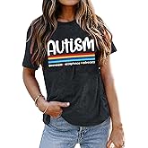 Autism Awareness Shirt Women Autism Acceptance Shirts Mental Health Tees Casual Inspirational Short Sleeve Tee Tops