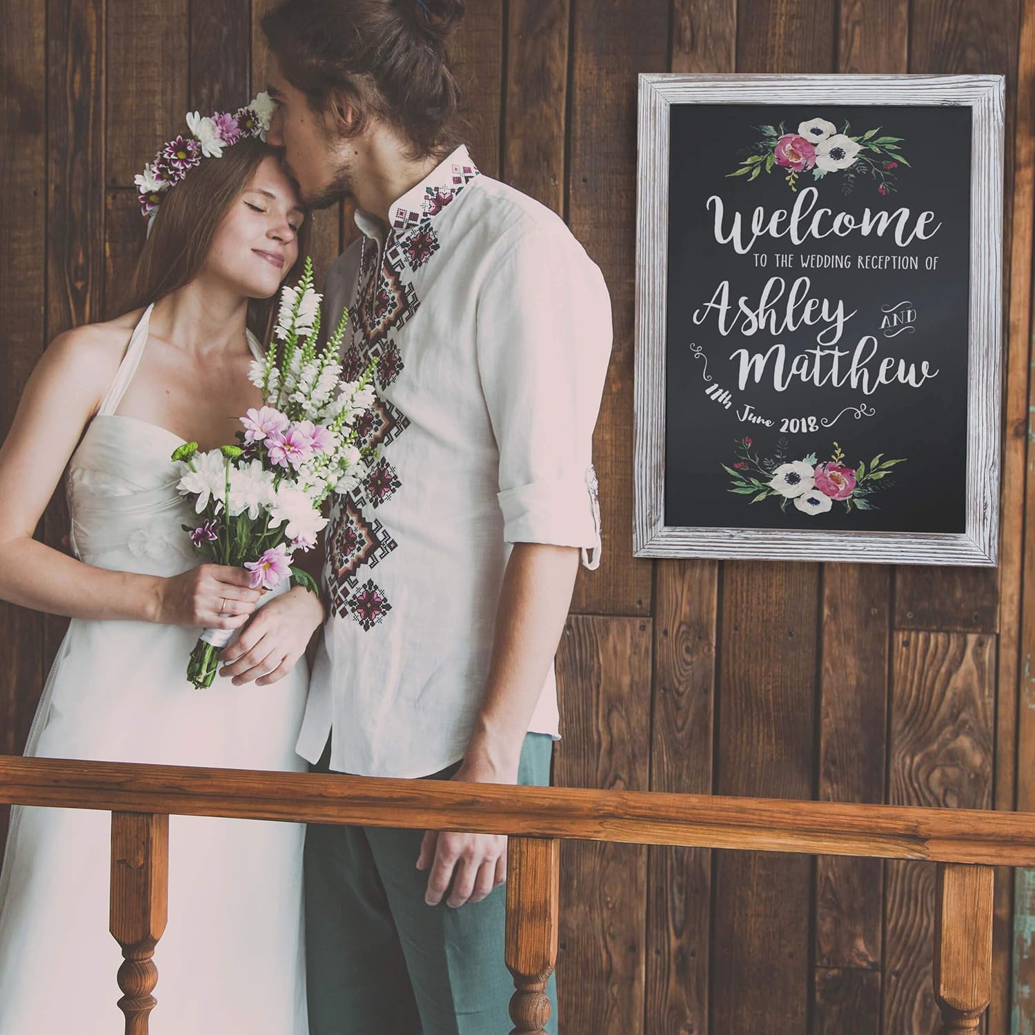 Rustic Whitewashed Magnetic Wall Chalkboard, Large Size 18" x 24", Framed Chalkboard - Decorative Magnet Board Great for Kitchen Decor, Weddings, Restaurant Menus and More! … (18" x 24")…: Office Products