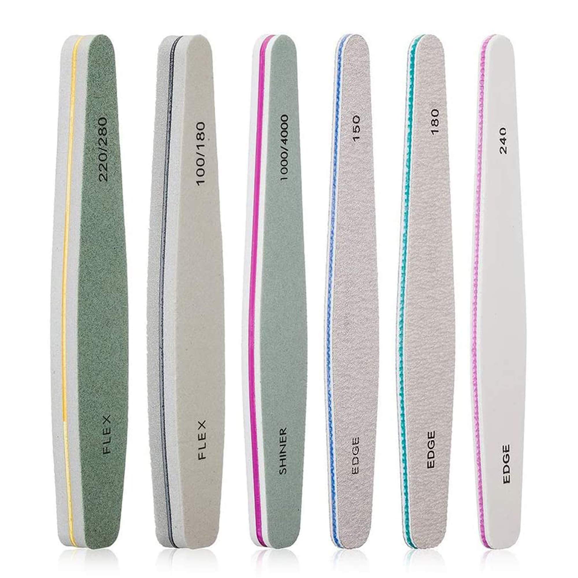GeekerChip Professional Nail File Set [6 Pieces], Professional Double Sided Nail File 150, 180, 240, 100/180, 220/280, 1000/4000
