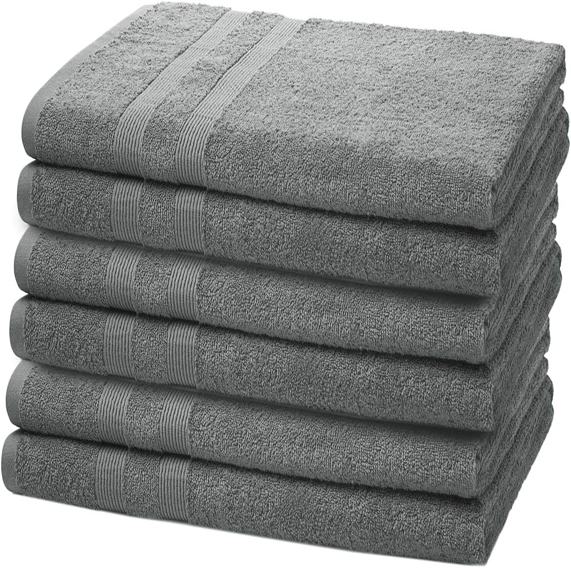 Vozbi Hand Towels 50 x 85 cm (6-Pack), Grey