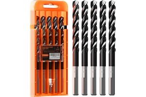 Crosstar M35 Cobalt Drill Bit Set for Hardened Metal & Stainless Steel - Titanium Aluminum Nitride Coated (TiAlN), Three-Flute Design, 5pcs 3/8“ Metal Drill Bits