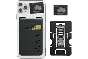 Gecko Travel Tech Double Pocket - Adhesive Card Holder - Cell Phone Pouch - Stick on Spandex Pocket - Carry Credit Cards and Cash - Gray - Dog PAW