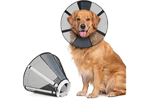 Joypig Dog Cone Collar to Stop Licking, Mesh Recovery Collar After Surgery for Large Medium Small Dogs, Alternative to Elizabeth Head Cone of Shame