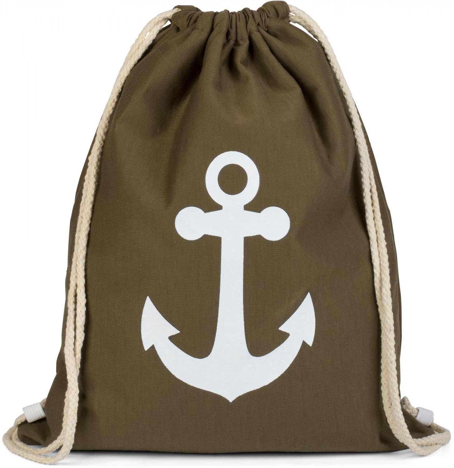 styleBREAKER gym bag rucksack with anchor print, sports bag, unisex 02012089, Colour:Olive green/white