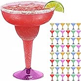 Prestee Multicolor Disposable 48 Plastic Margarita Glasses - 12 oz Hard Cocktail Cups for Cinco de Mayo Fiesta, Taco Party and Mexican Decorations - Fiesta Party Decorations - Large (Pack of 48)