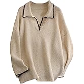 SHENHE Women's Plus Size Long Sleeve Collared Sweater Pullover Soft Knit Fall Casual Sweater