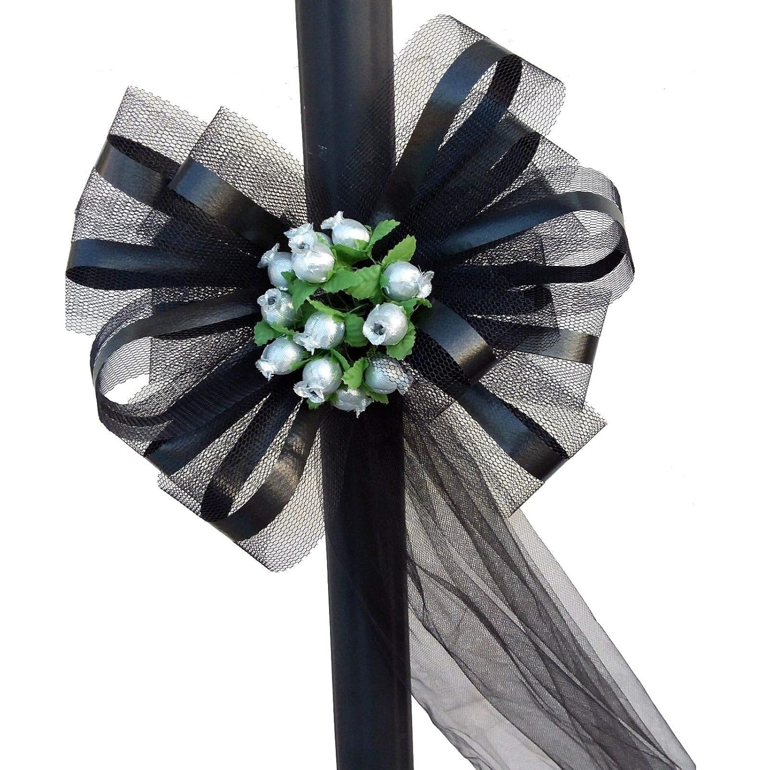 Amazoncom Large Black Assembled Pew Bows With Silver Rosebuds And Amazoncom Large Black Assembled Pew Bows With Silver Rosebuds And
