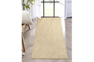 LEEVAN Washable Runner Rug 2'x5', Tan Hallway Runner Rug, Hand-Woven Reversible Entryway Rug, Cotton Modern Bedroom Rug, Farmhouse Bathroom Rug, Soft Laundry Room Rug, Long Carpet Sink Foyer