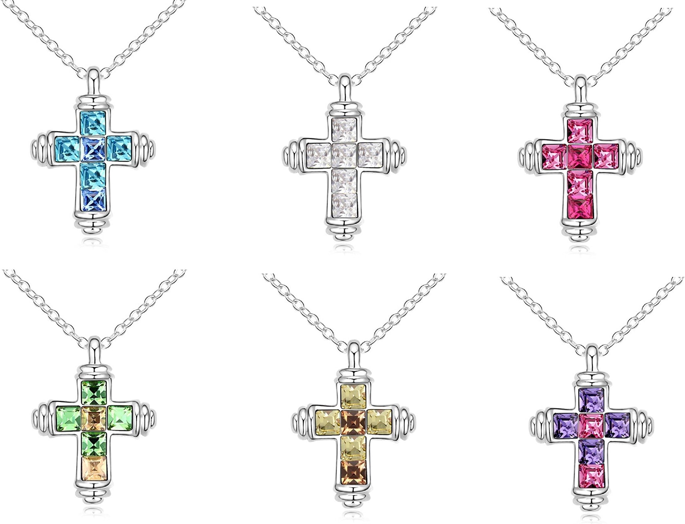 Sterling Silver and Swarovski Crystal Cross Pendant Necklace
