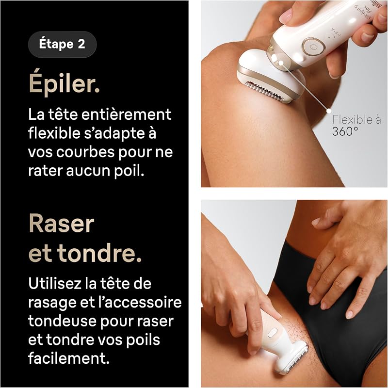 Epilateur Electrique Femme Silk Epil 9, 9-681 3D FaceSpa, Blanc et Or
