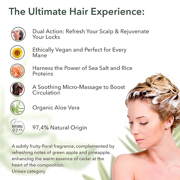 SHAMPOO SCRUB & SCALP EXFOLIATOR WITH ORGANIC ALOE VERA – HYDRATING, FORTIFYING HAIR SCRUB FOR GROWTH, VEGAN, 97.4% NATURAL, GENTLE MOISTURIZING FOR SENSITIVE SCALP
