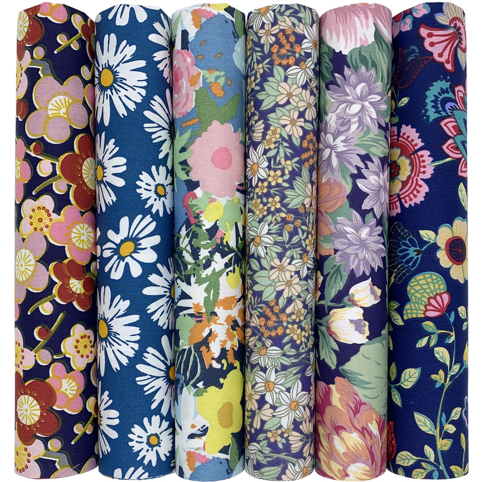 UOOOM Cotton Fabric, Patchwork & Quilting Fabric, DIY Handmade Sewing - Various Designs, 50 x 50 cm, Pack of 6 (Colour 9013#)