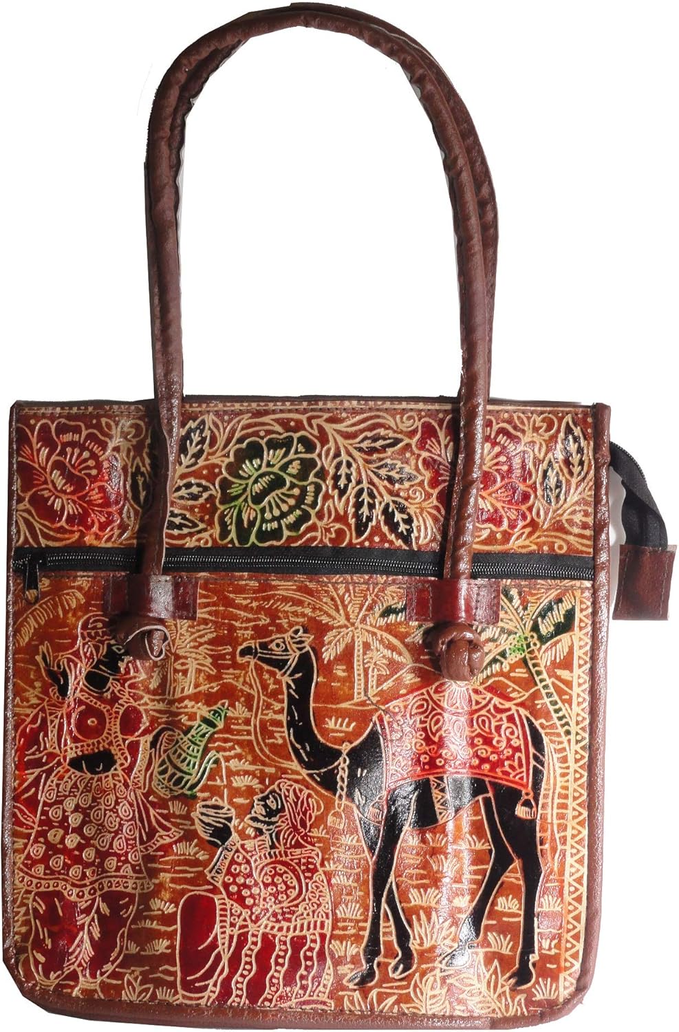 Buy Leather Bag shantiketan handicraft hand painted pure Leather Bag