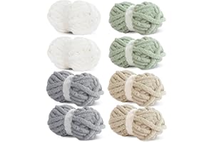 HOMBYS 8 Pack Assorted Chunky Yarn for Crocheting,Super Bulky Large Soft Fluffy Yarn,Plush Fuzzy Yarn,Thick Chenille Yarn for Hand Knitting/Arm Knitting (27yds,8 oz Each Skein)